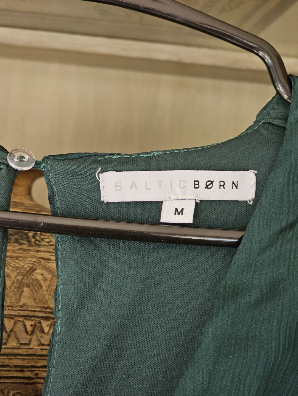 Baltic Born Prague Satin Smocked Empire Waist Maxi Dress Dark Green M - Picture 4 of 13